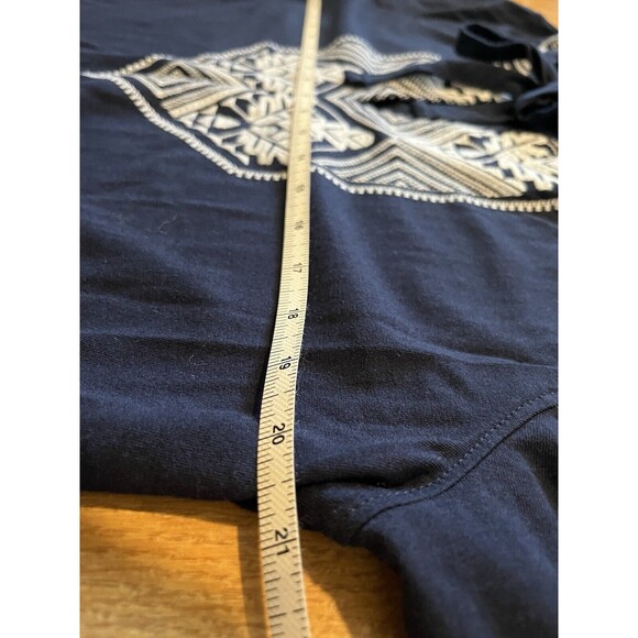 J Crew Navy White Embroidered Puff Sleeve Boho Peasant Blouse Size Medium - Picture 8 of 9